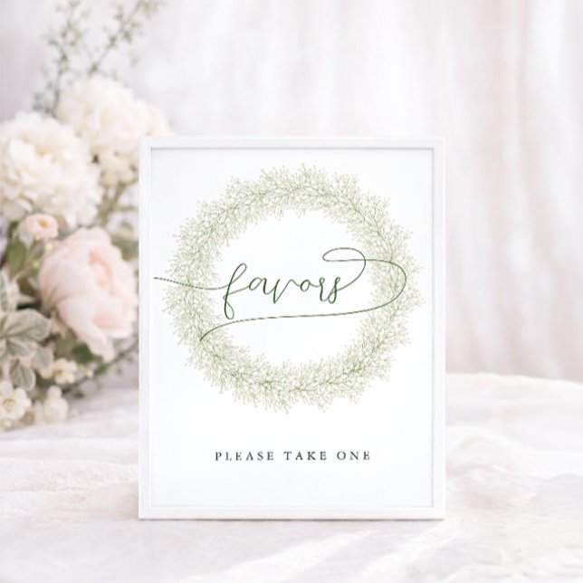 Póster de favores de boda con flores blancas clási (Subido por el creador)