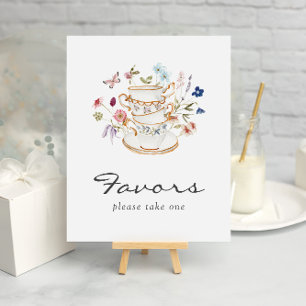 Póster de favores de boda de té
