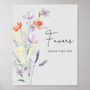Póster de favores de flores silvestres boho