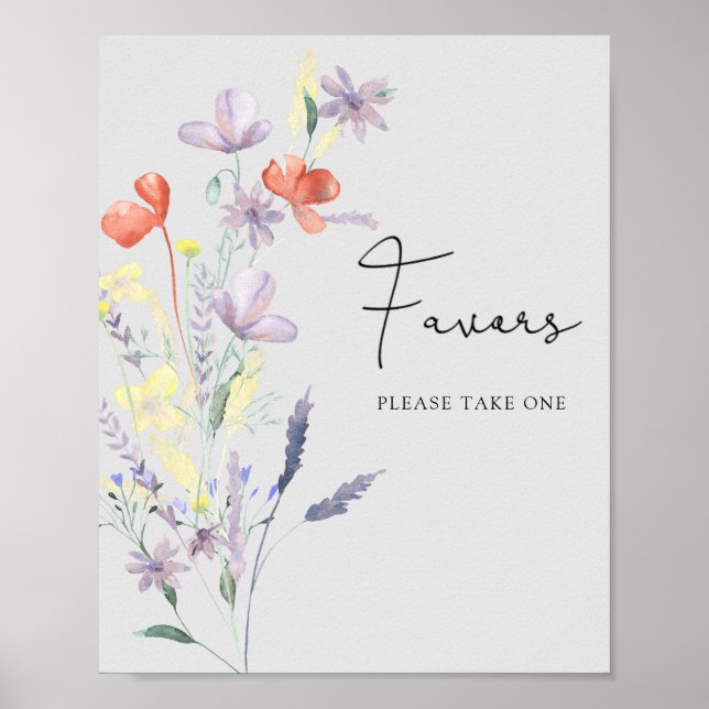 Póster de favores de flores silvestres boho (Frente)