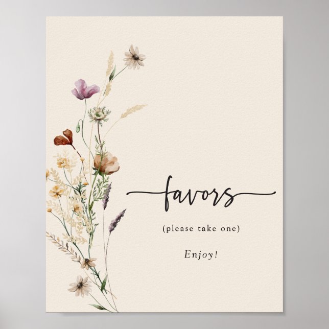 Póster de favores de flores silvestres boho (Frente)