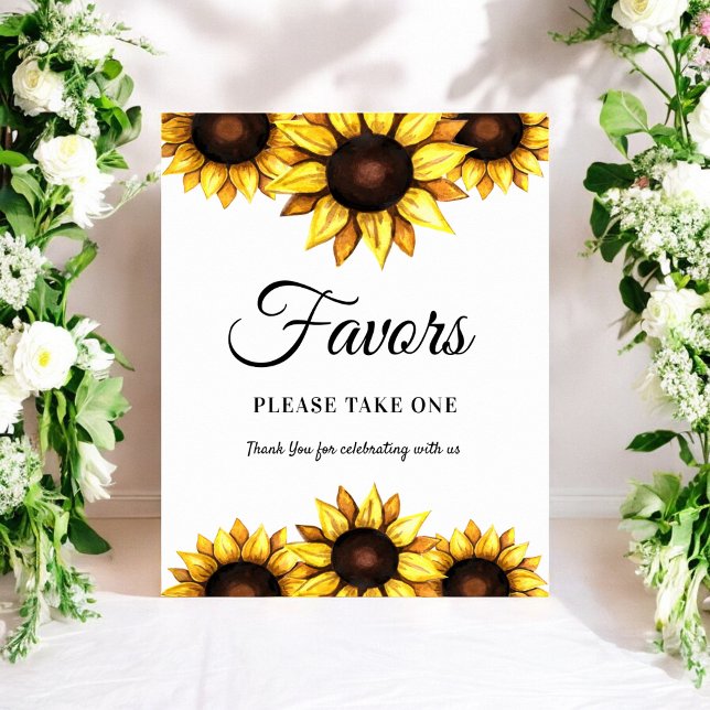 Póster de favores de girasol blanco amarillo (Subido por el creador)