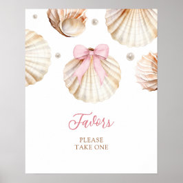 Póster de favores para baby shower de niña con laz