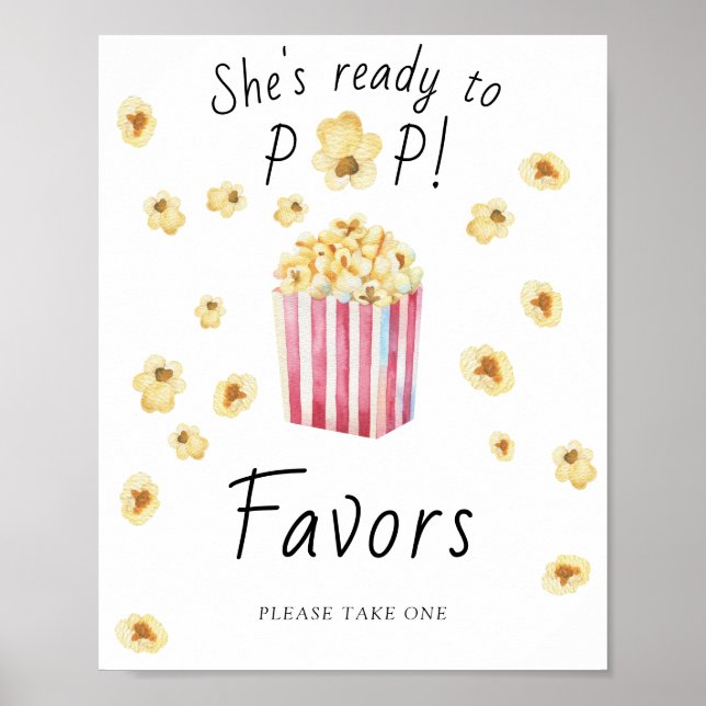 Póster de favores para baby shower de palomitas de (Frente)