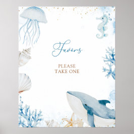Póster de favores para baby shower de verano Ocean