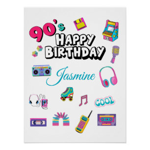 Póster de Feliz Cumpleaños con Nombre Personalizad