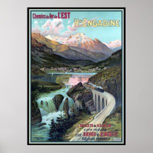 Póster de ferrocarriles para Davos y St. Moritz