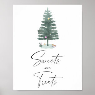 Póster de fiesta de bebé con dulces y golosinas de