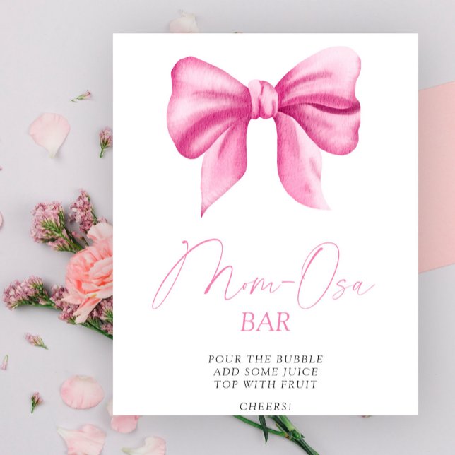 Póster de fiesta de bebé con lazo rosa - barra Mom (Subido por el creador)