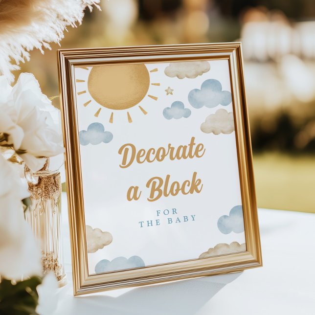 Póster de fiesta de bebé de bloque decorado con so (Subido por el creador)