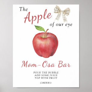 Póster de fiesta de bebé de manzana - barra de Mom