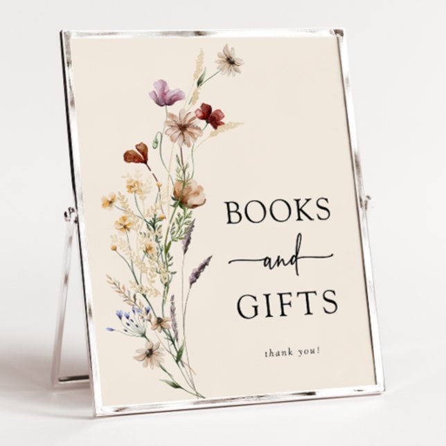 Póster de fiesta de bebé floral boho (Boho Wildflower Books and Gifts Wildflower Baby Shower Poster by Painted Paperie
)