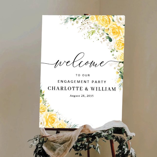 Póster de fiesta de compromiso floral amarillo ele (Subido por el creador)