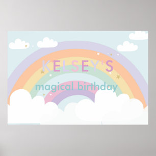 Póster de fiesta de cumpleaños de unicornio Decora