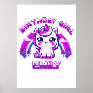 Póster de fiesta de cumpleaños de unicornio - Pers