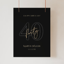 Póster de fiesta de cumpleaños número 40 de Oro Ne