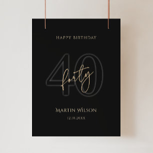 Póster de fiesta de cumpleaños número 40 de Oro Ne