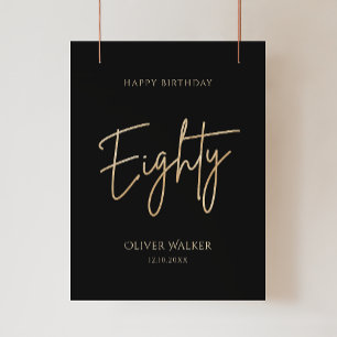 Póster de fiesta de cumpleaños número 80 de elegan