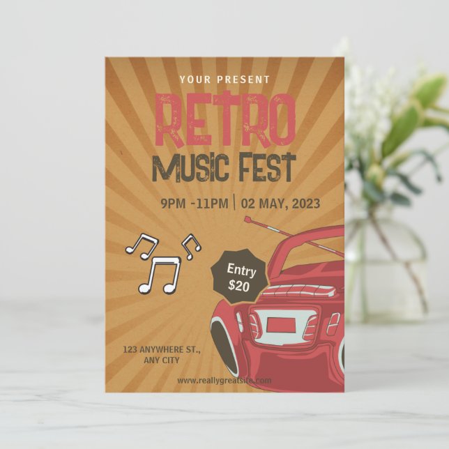Póster de Fiesta de Música Retro, Invitación de Fi (Anverso de pie)