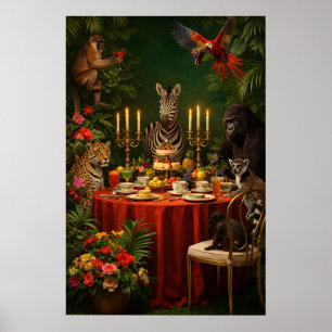 Póster de Fiesta de Té de Animales de la Jungla, M