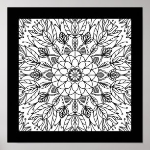 Póster de fiesta divertido de mandala de flores pa