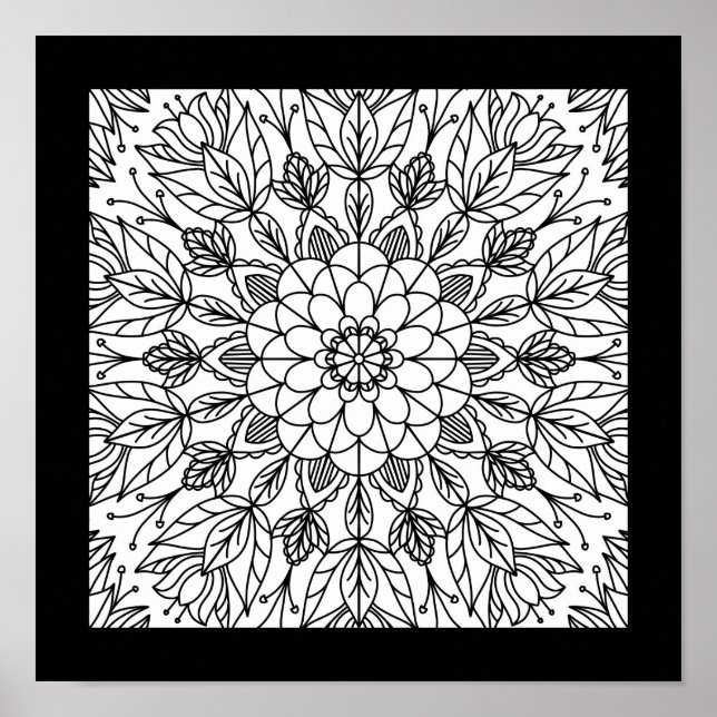 Póster de fiesta divertido de mandala de flores pa (Frente)