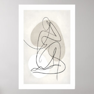 Póster de figura de contorno abstracto - Gris neut
