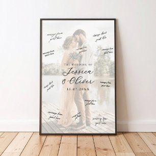Póster de firma de boda con foto para libro de inv