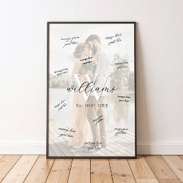 Póster de firma de boda con monograma para libro d