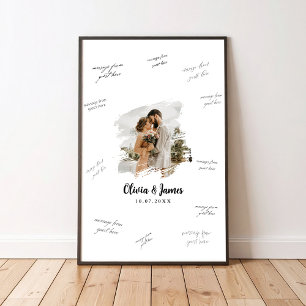Póster de firma de invitados para boda con foto