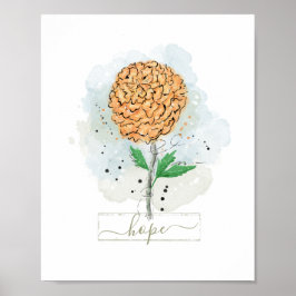 Póster de Flor de Acuarela Naranja Esperanza