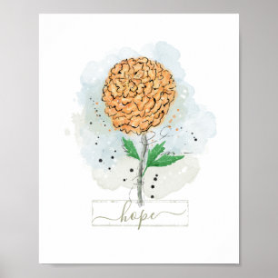 Póster de Flor de Acuarela Naranja Esperanza