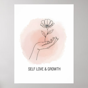 Póster de Flor de Arte de Línea Minimalista
