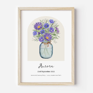 Póster de Flor de Cumpleaños de Aster y Gloria de