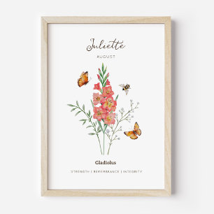 Póster de Flor de Cumpleaños Gladiolo
