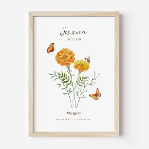 Póster de Flor de Cumpleaños Marigold