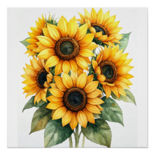 Póster de flor de girasol dorado