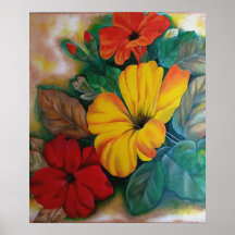 Póster de Flor de Hibisco Tropical Vibrante