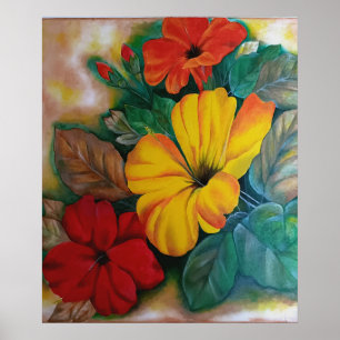 Póster de Flor de Hibisco Tropical Vibrante