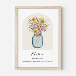 Póster de Flor de Mes de Cumpleaños de Narciso Flo
