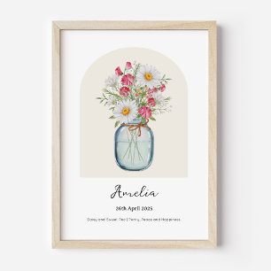 Póster de flor del mes de nacimiento de Sweet Pea 