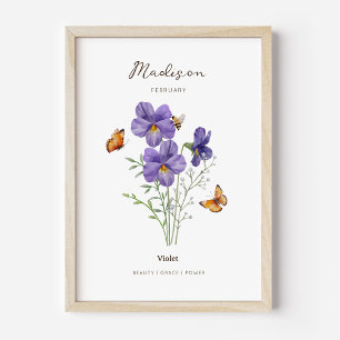 Póster de Flor del Mes de Nacimiento Violeta