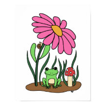 Póster de Flor y Rana Adorable