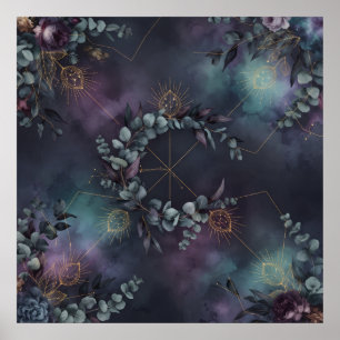 Póster de Floral Oscuro Eucalipto Ojo Celestial