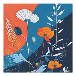 Póster de flores abstractas y vívidas