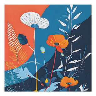 Póster de flores abstractas y vívidas
