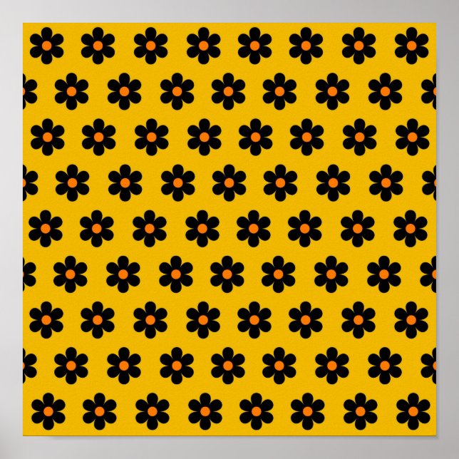 Póster de flores botánicas de otoño mostaza Pared  (Frente)