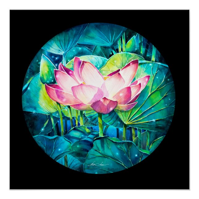 POSTER de flores de Lotus Pintado EVE (Anverso)