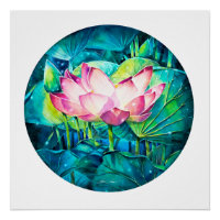 POSTER de flores de Lotus Pintado EVE