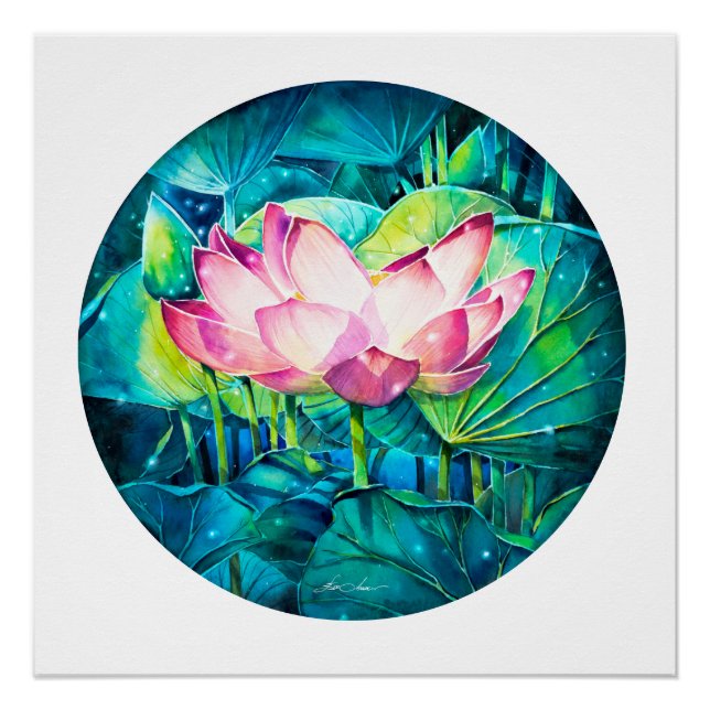 POSTER de flores de Lotus Pintado EVE (Anverso)